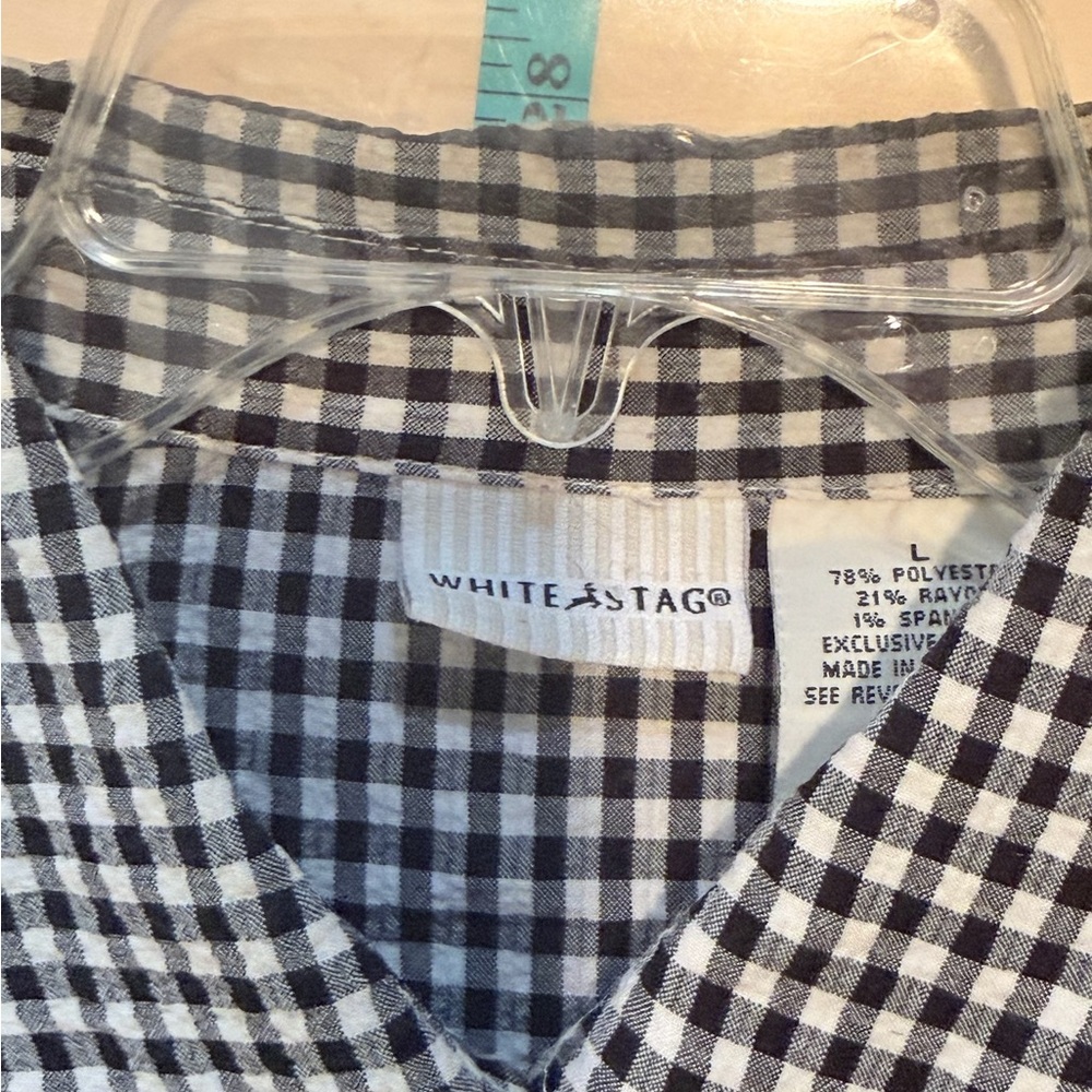 Black and White Checkered Button-Up Shirt * - Picture 3 of 4